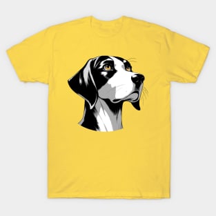 Stunning and Cool English Foxhound Monochrome and Gold Portrait for Father's Day T-Shirt